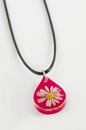 Papatya Oval Epoksi Kolye