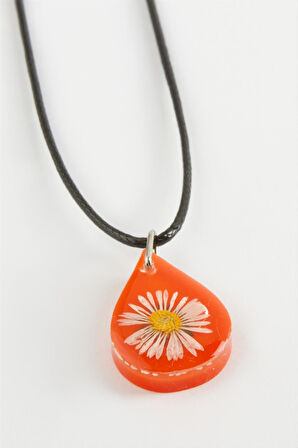 Papatya Oval Epoksi Kolye