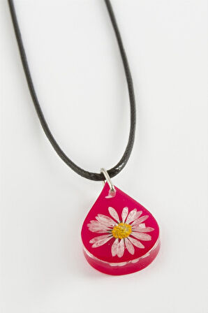 Papatya Oval Epoksi Kolye