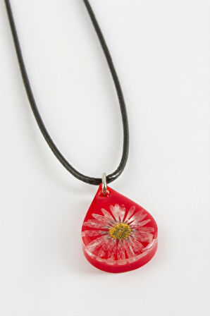 Papatya Oval Epoksi Kolye