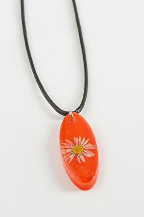 Papatya Oval Epoksi Kolye