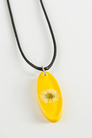 Papatya Oval Epoksi Kolye
