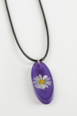 Papatya Oval Epoksi Kolye