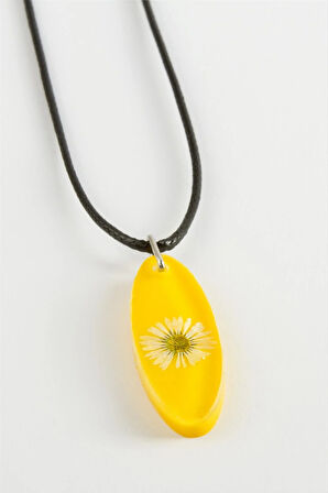 Papatya Oval Epoksi Kolye