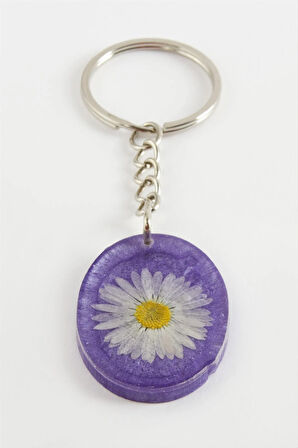 Papatya Oval Epoksi Anahtarlık