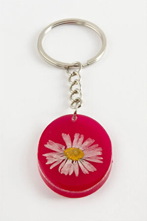 Papatya Oval Epoksi Anahtarlık