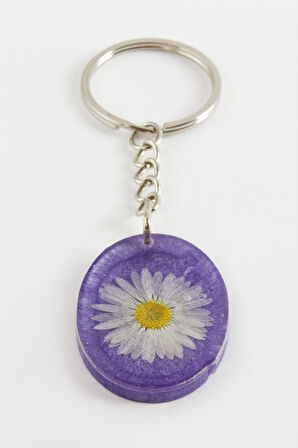 Papatya Oval Epoksi Anahtarlık