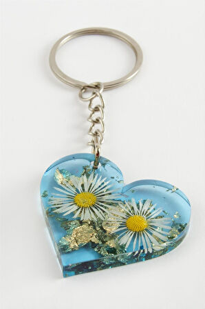 Papatya Kalp Epoksi Anahtarlık