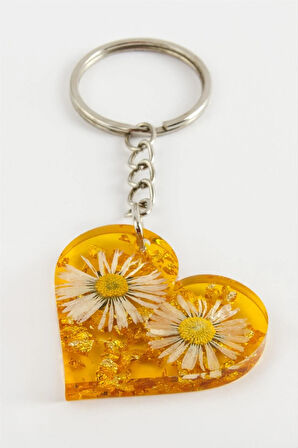 Papatya Kalp Epoksi Anahtarlık