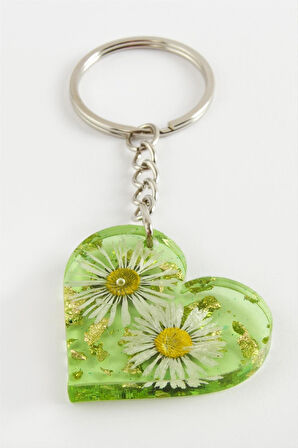 Papatya Kalp Epoksi Anahtarlık