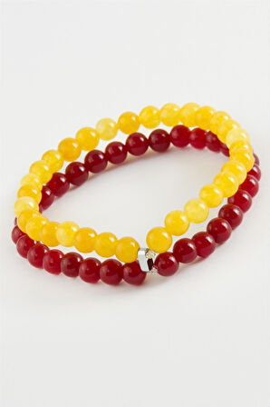 Sarı Kırmızı Doğaltaş Bileklik 6 mm