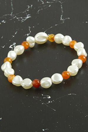 İnci Akik Doğaltaş Bileklik