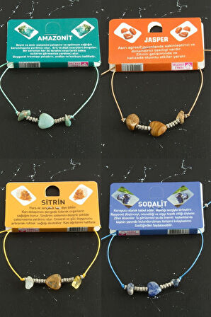 Kalp Karışık Doğaltaş Bileklik