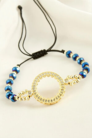 Çeyrek Altın Koyulabilir Kristal Taşlı Bileklik