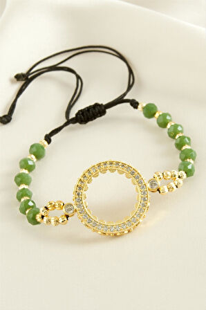 Çeyrek Altın Koyulabilir Kristal Taşlı Bileklik