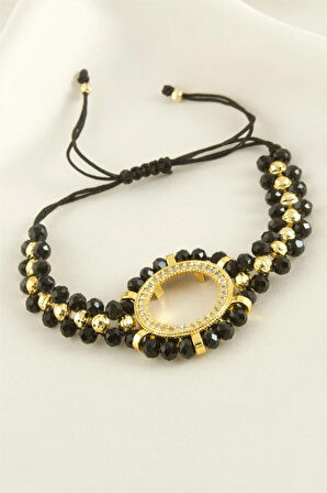 Çeyrek Altın Koyulabilir Kristal Taşlı Bileklik