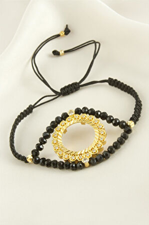 Çeyrek Altın Koyulabilir Kristal Taşlı Bileklik