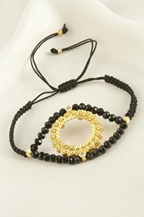 Çeyrek Altın Koyulabilir Kristal Taşlı Bileklik