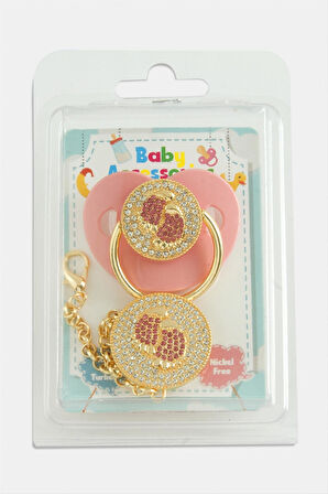 Bebek Ayak İzi Zirkon Taşlı Emzik Takım