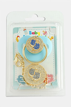 Bebek Ayak İzi Zirkon Taşlı Emzik Takım