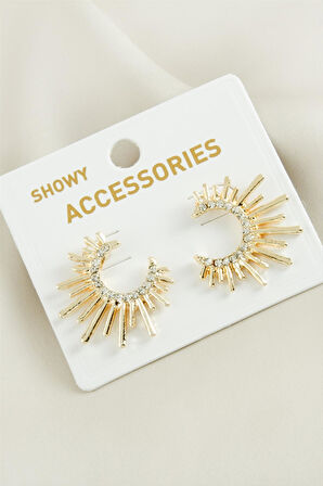 Güneş Trend Taşlı Metal Küpe