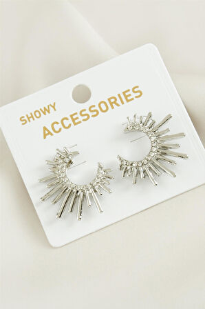 Güneş Trend Taşlı Metal Küpe