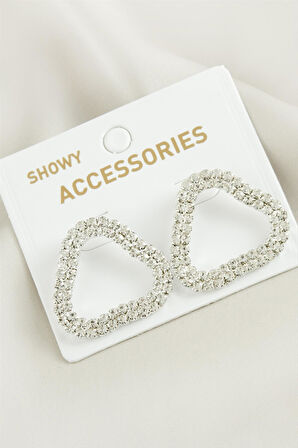 Oval Suyolu Taşlı Küpe