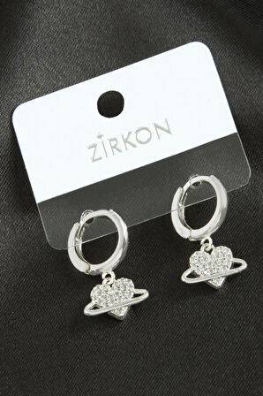 Kalp Zirkon Taşlı Küpe