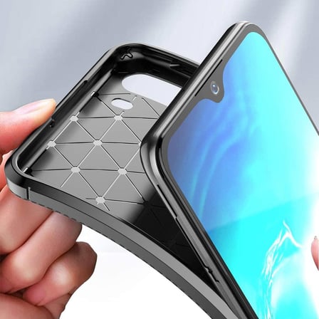 Smcase Samsung Galaxy A21 Kılıf Negro Karbon Silikon