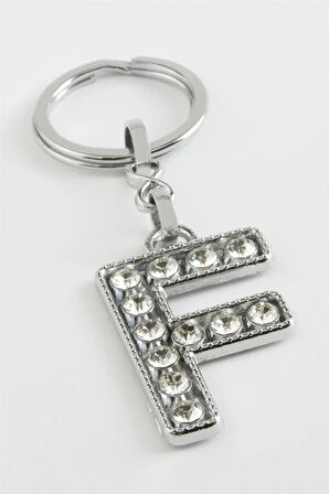 Gümüş Renkli Taşlı Harf Anahtarlık