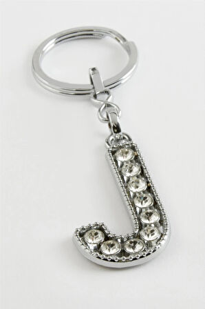 Gümüş Renkli Taşlı Harf Anahtarlık