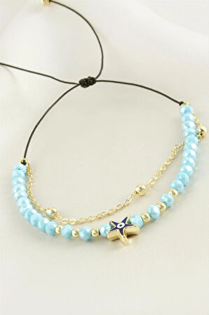 Deniz Yıldızı Kristal Zincirli Bileklik