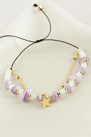 Yıldızı Kırık Doğaltaş Kristal Zincirli Bileklik