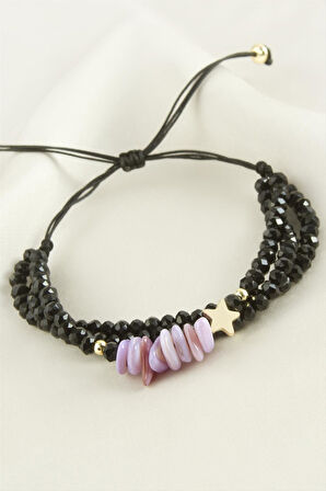 3'lü Kırık Doğaltaş Kristal Zincirli Bileklik