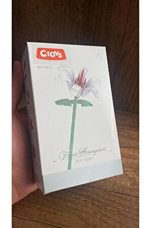 Yapı Oyuncakları Çiçek Lilyum Çiçeği Yapı Oyuncağı Beyaz Zambak Yapım Seti Yapı Blokları