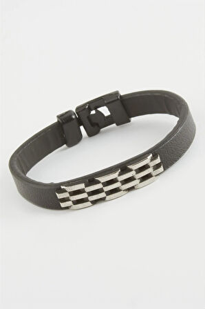 Zincir Desenli Kaliteli Suni Deri Bileklik