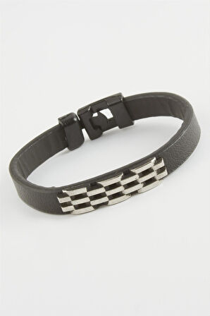 Zincir Desenli Kaliteli Suni Deri Bileklik