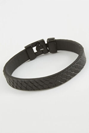 Siyah Renkli Kaliteli Suni Deri Bileklik