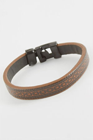 Zincir Desenli Kaliteli Suni Deri Bileklik