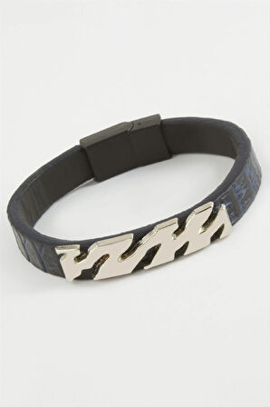 Zikzak Kaliteli Mıknatıslı Suni Deri Bileklik