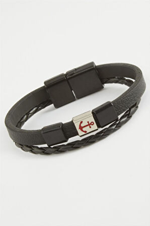 Çapa Kaliteli Mıknatıslı Suni Deri Bileklik