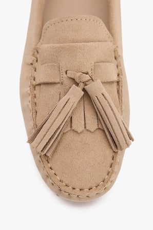 Kadın Süet Loafer Aksesuar Ve Püskül Detaylı