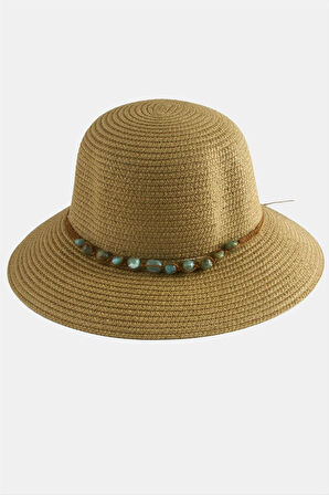 Akik Doğaltaşlı Hasır Şapka