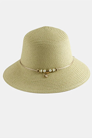 Kelebek İnci Hasır Şapka