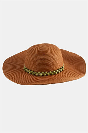 Boncuk Örme Hasır Şapka