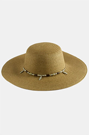 Yaprak Boncuklu Hasır Şapka