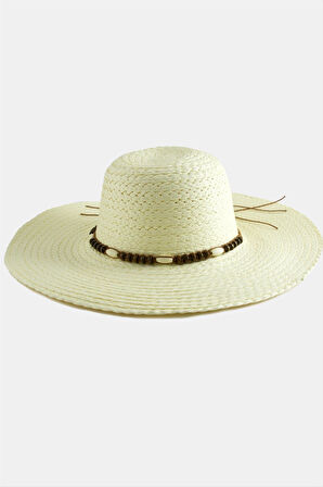 Ahşap Boncuklu Hasır Şapka