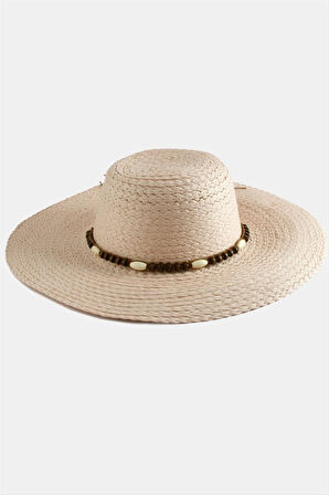 Ahşap Boncuklu Hasır Şapka