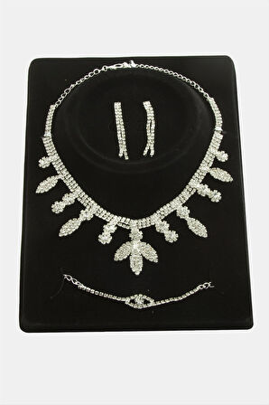 Yaprak Taşlı Lüks Set Kolye
