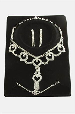 Oval Taşlı Lüks Set Kolye